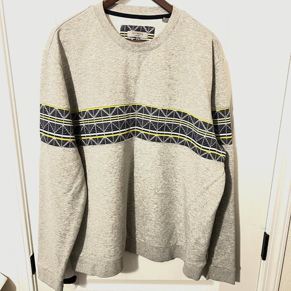 $395 Authentic TED BAKER London Men's Gray Crewneck Sweaters Sz.7 / 2XL